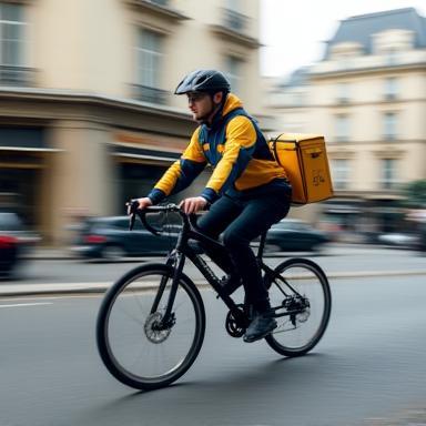 Coursier à vélo à Paris