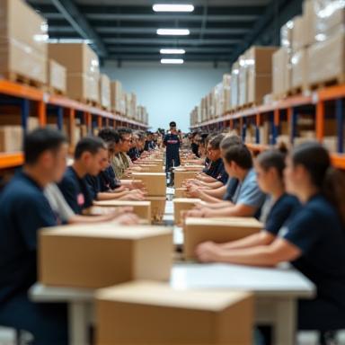 Équipe dans l’entrepôt e-commerce